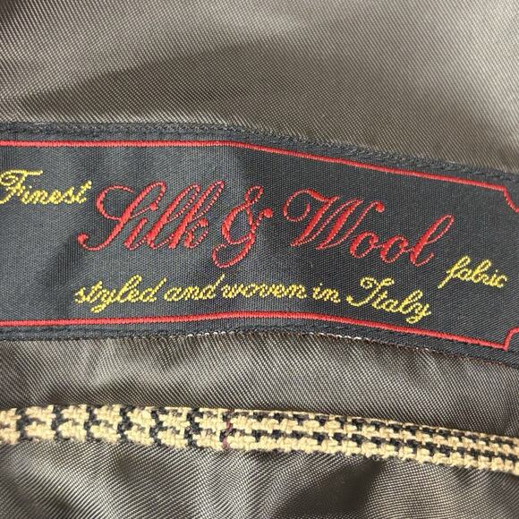 Club Room Men's 43R Double Breasted Sport Coat Wool Silk Gatsby Tan Brown Check - Picture 8 of 9